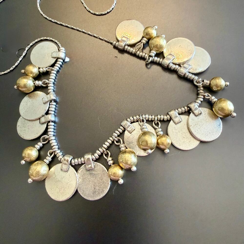 Lucky Brand Mixed Metal Silver & Gold Beaded Lariat Necklace - Picture 4 of 8